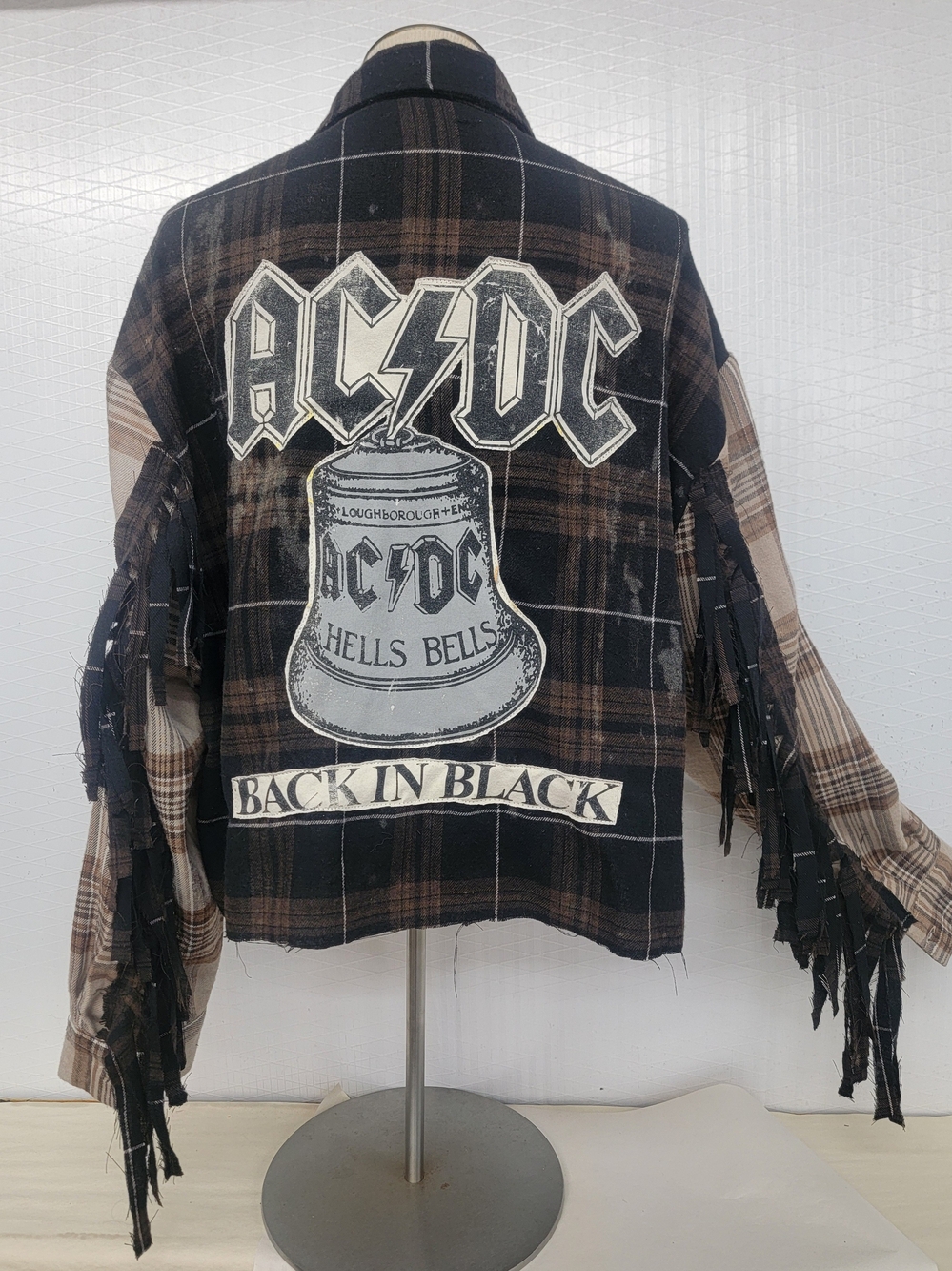 AC/DC Rock Band Fringe Shirt Shacket - Upcycled